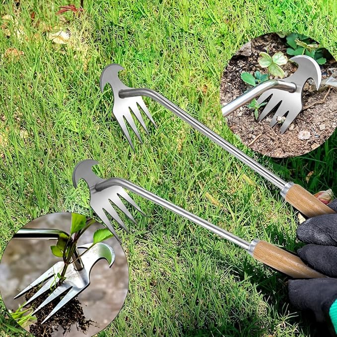 3 Pack Stainless Steel Weeder Puller Tool,Patio Crack Weeder for Cracks,Pavers,Driveways,Moss Removal,Crevice Weeding Digger Tool,Uprooting Weeding Tool for Planting,Weeding