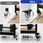 HOMEDANT House 48.1" 5-Tier Metal Rolling Cart Shelf Rack Casters Heavy Duty Laminated Wheel Shelving Unit Adjustable Utility Storage Shelves Shelf Kitchen Garage Black 1Pack