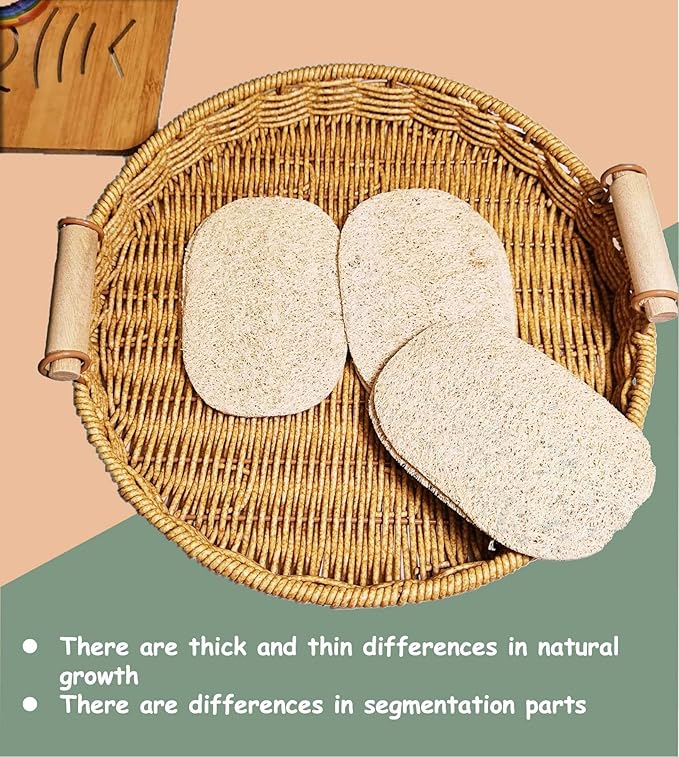 WOCATS 12pcs Natural Loofah Dish Sponges Scrubber for Kitchen-Based Dishwashing Scrubber Greener Clean Stand Wear and Tear Non-Scratch, Biodegradable (12)