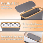 efluky Toilet Paper Basket 28L, Toilet Paper Storage with Lid for Bathroom, Free Standing Holder Organizer Holds Up to 9-12 Rolls, Grey