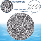 Stainless Steel Scrubber Scrubbing Scouring Pad Sponges Clean Pot Pan and Steel Wool for Kitchen Bathroom (10Pcs Metal Scrubber)