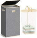 SOLEDI Laundry Hamper with Lid 100L Large & Tall Collapsible Laundry Basket, Clothes Hamper with Bag Removable Easy to Carry, Dirty Hampers for Bedroom, Bathroom, Dorm, College, Light Grey