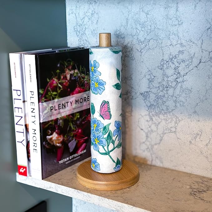 Reusable Paper Towels - 10 Pack - Roll of Washable Cotton Cloth Paper Towels - Paperless Reusable Napkins Cloth Washable - Absorbent + Long Lasting - Zero Waste Products - (Periwinkle)