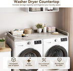 Washer Dryer Countertop, 54.3" x 27.6" Wooden Laundry Countertop with Edge Rails, Washer and Dryer Topper for Laundry Room Organization and Storage