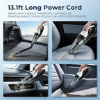 ezly Hand Held Car Vacuum Cleaner 6000PA Powerful Suction, Portable Mini Car Vacuum Cleaner, Handheld Vacuum with Washable Filter for Car/Office/Home, Pet Hair, Corded 13.12FT