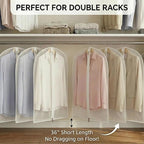 MsKitchen 6 Pack Shirt Garment Bags (24x36") - Dustproof Short Suit Covers - Durable PEVA Closet Bags with Sturdy Zipper for Blouses, Jackets, Sweaters & T-Shirts (Translucent)