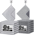 Navona 12Pack Steel Wire Dishcloth, Include 6Pack Triple-Layer Steel Wire Cleaning Cloth, 6Pack Dry and Wet Dual-Use Steel Wire Cleaning Cloth, Powerful Cleaning for Cookware, Sinks, Dishes