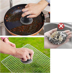 Upgraded Cast Iron Cleaner Brush with Heavy Duty Handle, Chain Mail Cast Iron Skillet Pan Scrubber for Griddle Cleaning Brush with Pan Grill Scrapers