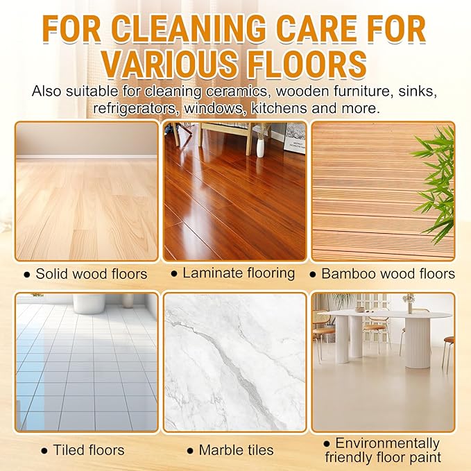 Household Hardwood Floor Cleaner, Acid Free Floor Solution for Mopping Wood Tile Laminate, Marble, Porcelain Shower Bathroom, Pet-friendly