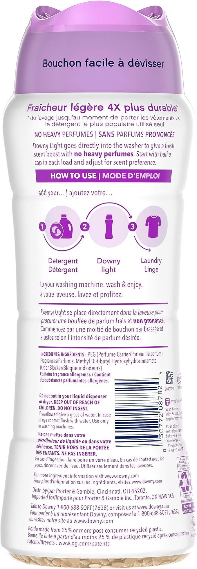 Downy Light Laundry Scent Booster Beads, White Lavender Scent, 18.2 OZ, In-wash fabric beads designed to be gentle with a light boost of scent, No Heavy Perfumes