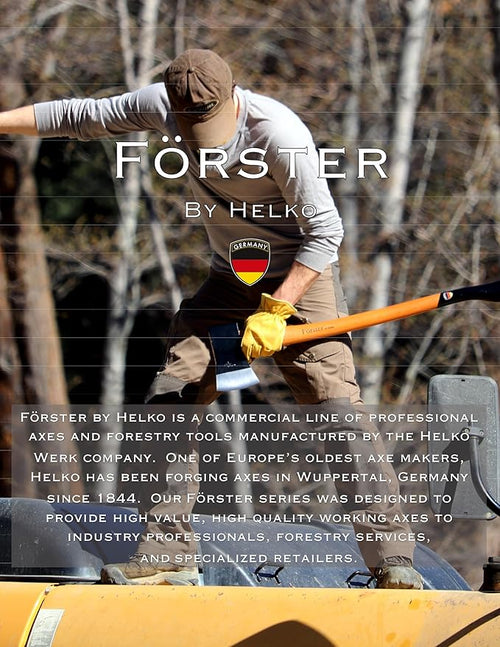 1844 Helko Werk Germany - Förster Professional Heavy Felling Axe for Felling Trees and Wood Cutting - Head 4.5 lb, Handle 35 in (Heavy Felling) #10460