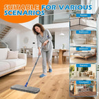 Mops for Floor Cleaning, Masthome Flat Dust Mop with 4 Reusable Pads, 2-Sided Microfiber Dust Mop for Wet & Dry Use, Flat Flip Mops for Hardwood, Laminate, Vinyl,Kitchen, Tile -1 Scraper