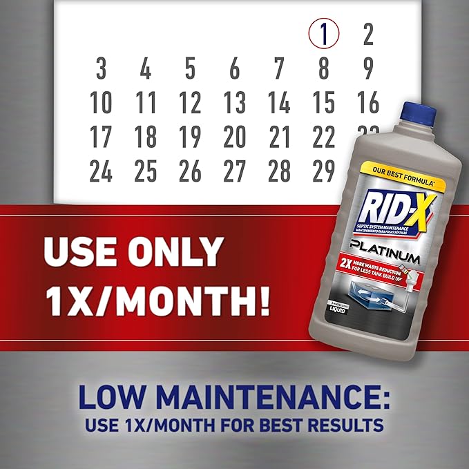 Rid-X Platinum Septic System Treatment, 3 Month Supply of Liquid, 24 Fl Oz