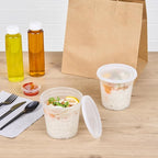 Restaurantware-Asporto 24 Ounce To Go Boxes, 100 Microwavable Round Soup Containers - Clear Plastic Lids Included, Do Not Contain BPA, Clear Plastic Soup Containers, Disposable