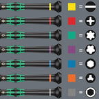 Wera 2052/6 Kraftform Micro Ballhead Hexagon Electronics Screwdriver Set and Rack, 6-Piece