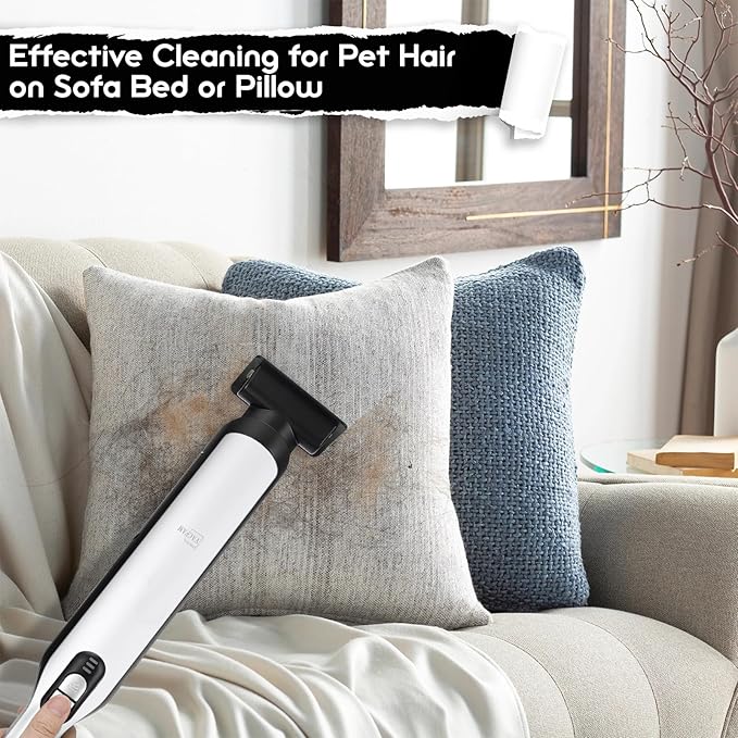 Handheld Cordless Vacuum Cleaner, Portable Car Vacuum with 18KPa Suction Power, Quick-Charge Hand Vac with LED Headlight & Storage Dock for Home Office Desk Keyboards Pet Hair, White