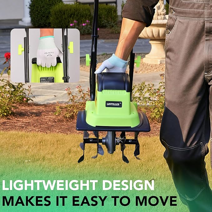 12 Inch Small Electric Corded Garden Tiller Cultivator 8.5 AMP Power Rototiller for Gardening