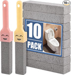 Navona 10 Pack Pumice Stone Scouring Sticks with 2 Universal Handles, Grey Pumice Stone Cleaner for Cleaning Toilets, Bathrooms, Kitchens, Spas and Pools
