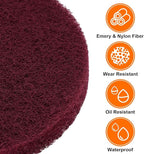 HARFINGTON 20pcs Scrubber Scouring Pads 400 Grits 2 Inch Drill Power Brush Hoop and Loop Surface Conditioning Disc Drill Scuffing Disc Scrub Pads for Home Kitchen Cleaning, Red