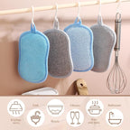 Boao 10 Pieces Multipurpose Kitchen Scrub Sponges, Non-Scratch Microfiber Scrub Sponges for Kitchen Reusable Scouring Pads Sponge Scrubber for Household Cleaning Dishes and Pots(Blue, Gray)