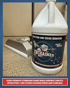 Unchained Urine Stain & Odor Remover Liquid Concentrate - Oxygen Based Odor Control Formula, Pet Smell Eliminator, Ideal for Carpets, Concrete, or Furniture, Sweet Breeze, 1 Gallon