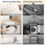 Comforter Storage Bag - Large Capacity Blanket Storage Bags 3-Layer Ultra Space Saving Self Compression Organizer, Washable Compression Bags for Storage Comforter Blanket, 2-Pack, Beige