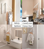 Dr.DJ Clothes Drying Rack, Wall-Mounted Retractable & Foldable Clothes Hanger for Laundry Room Organization and Storage, Clothes Hanger Rack for Dorm, Closet, Balcony(1 Pack, White)