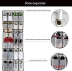 SAVERHO Over the Door Shoe Organizer, Hanging Shoe Organizer with 24 Mesh Large Pockets Door Shoe Rack Organizer for Men Women Kids Hanging Shoe Storage Bag.(White