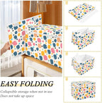 senya Large Storage Bins with Linen Collapsible Foldable Storage Cubes Fabric Closet Organizer Containers box with Flip-Top Lid for Home Bedroom Office 16.7 x 12.6 x 11.8in (Polka Dots)