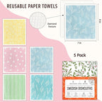 Swedish Dishcloths for Kitchen, 5 Pack Reusable Paper Towels Washable, Super Absorbent Swedish Dish Cloths, Non-Scratch, No Odor
