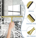 All-Purpose Silicone Shower Squeegee for Shower Glass Door,with 1 Hooks,for Bathroom Glass, Car, Tile Wall, Mirror Cleaning - Flower Shaped Handle for Easy-Grip 14 Inch Golden