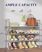 Kitsure Shoe Rack - 3-Tier Shoe Organizer, Shoe Rack for Closet, Entryway, Bedroom, Easy- Assembly Storage Shelf with Side Handles, 27.6" Wide - 3 Tiers, Grey