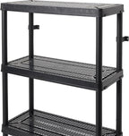 Gracious Living 4 Shelf Fixed Height Ventilated Medium Duty Storage Unit 14 x 32 x 54.5" Organizer System for Home, Garage, Basement, & Laundry, Black