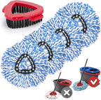 Spin Mop Replacement Heads for O Cedar RinseClean 2-Tank System, 4 Pack Microfiber Mop Refill Heads, Include 4 Mop Heads and 1 Mop Brush