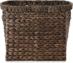 Casafield Woven Magazine Holder with Handles, Espresso Dark Brown - Water Hyacinth Storage Basket for Bathroom, Living Room, Home Office