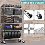 M MZG 5-Shelf Storage Shelves,Wire Shelving Heavy Duty Metal Storage Shelving Unit Adjustable Garage Shelving Rack Pantry Kitchen (Chrome, 5 Tier,17.7" D x 47.2" W x 76.7" H)