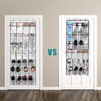VOPTON 28Large Pockets Over The Door Shoe Organizer, Hanging Shoe Organizer for Closet, Premium Clear Shoe Rack for Door, Shoes Hanger Organizers Storage Holder for Back of Door and 4Metal Hook White