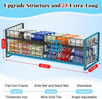 2-Pack Stackable Can Organizer for Pantry Shelf, Adjustable Extra-Long Rolling Can Rack for Kitchen Cupboard Storage, Sturdy Standing Can Holder for Canned Food Goods Soda up to 128, 2 Tier, Black
