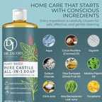 Dr. Jacobs Naturals Peppermint Castile All-in-One Cleaner and Soap - Plant-Based Formula for House Cleaning Floors and Appliances - Gentle on Skin and the Planet - 32 oz, 2 Pack