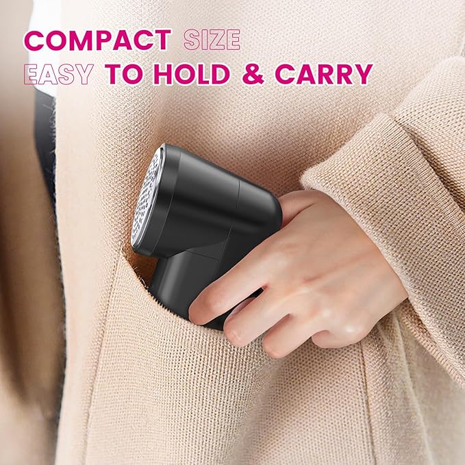 Fabric Shaver, Ziitty Lint Remover for Clothes, Type-C Rechargeable Lint Shaver with LCD Display & 6-Blade, Sweater Shavers to Remove Pilling，Fuzz Remover Fabric Shaver for Clothing and Furniture