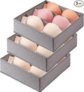 Bra Storage Drawers Organizer for Clothing Underwear Dresser Drawer Organizer Dividers Foldable Storage Cube Bins for Bra, Underwear,3 Pack （Grey）
