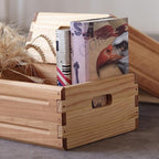 1 Pack Wooden Storage Bin of 16"x12"x6.25".Durable Open Solid Wood Box w/Handles.Farmhouse Container Shelf Baskets. Multipurpose Home Décor Organizer Crates for Display,Pantry,Book,CD