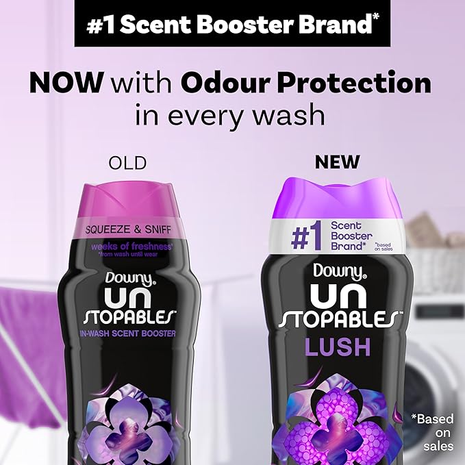 Downy Unstopables In Wash Scent Booster Beads, Lush Scent, 13.4 oz, Laundry Beads for Odor Protection, Downy Scent Booster Beads, Laundry Scent Boosters