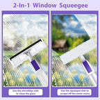 Spray Window Squeegee with 60" Extension Pole, Window Cleaning Squeegee Kit- 2-In-1 Squeegee Scrubber, 3 Microfiber Cleaning Pad&400ML Refill Bottle, Multi-Use Squeegee for Home Shower Car Windshield.