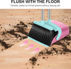 NACENA Broom and Dustpan Set, 52-in Long Adjustable Handle Broom Dustpan Combo with Dustpan Teeth to Automatically Clean Hair Suitable for Home Kitchen Office Hall Floor (Pink&Blue), 4 Pack