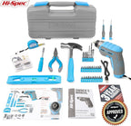 Hi-Spec 35pc Blue Tool Kit with 3.6V USB Electric Screwdriver and Drill set. Complete General Tool Set
