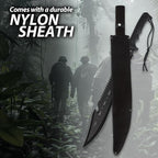 Black Legion Jungle Hunter Machete with Sheath | 25" Tactical Survival Machete Knife | Heavy Duty Sawback Blade for Yard Work & Gardening | Full Tang Stainless Steel | Outdoor & Camping Tool