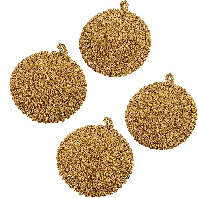 Handmade 4 Sponges Kitchen - Scrub Sponge - Pot Scrubbers - Scouring Pads - Multi-Purpose Scrubbers- Reusable - Microfiber Sponge Double Thickness - Non-Scratch for Dishes, pots, tubs