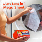 Bounce Mega Dryer Sheets, Paradise Blossom, 180 Count, Mega Fabric Softener Sheets with Static Control, Wrinkle Reduction, Extra Softness, Lasting Scent, Repels Lint