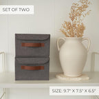Decorative Linen Storage Boxes with Lids - Spacious Set of 2 Organizer Bins for Your Home Decor - The Perfect Small Container to Safely Store Photos, Documents and Memory Box Keepsakes in Style